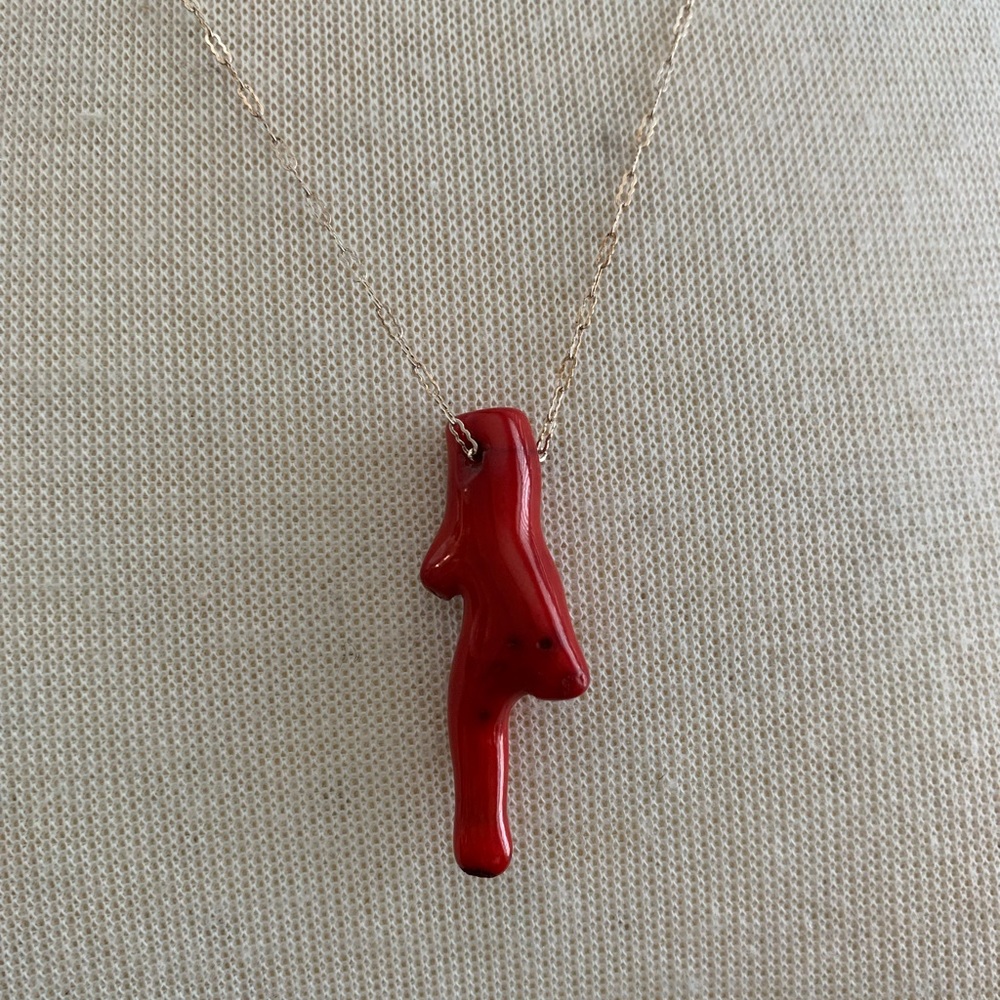 Coral on a sterling chain